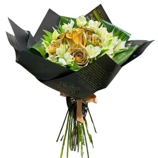 Ramo de 6 rosas doradas
